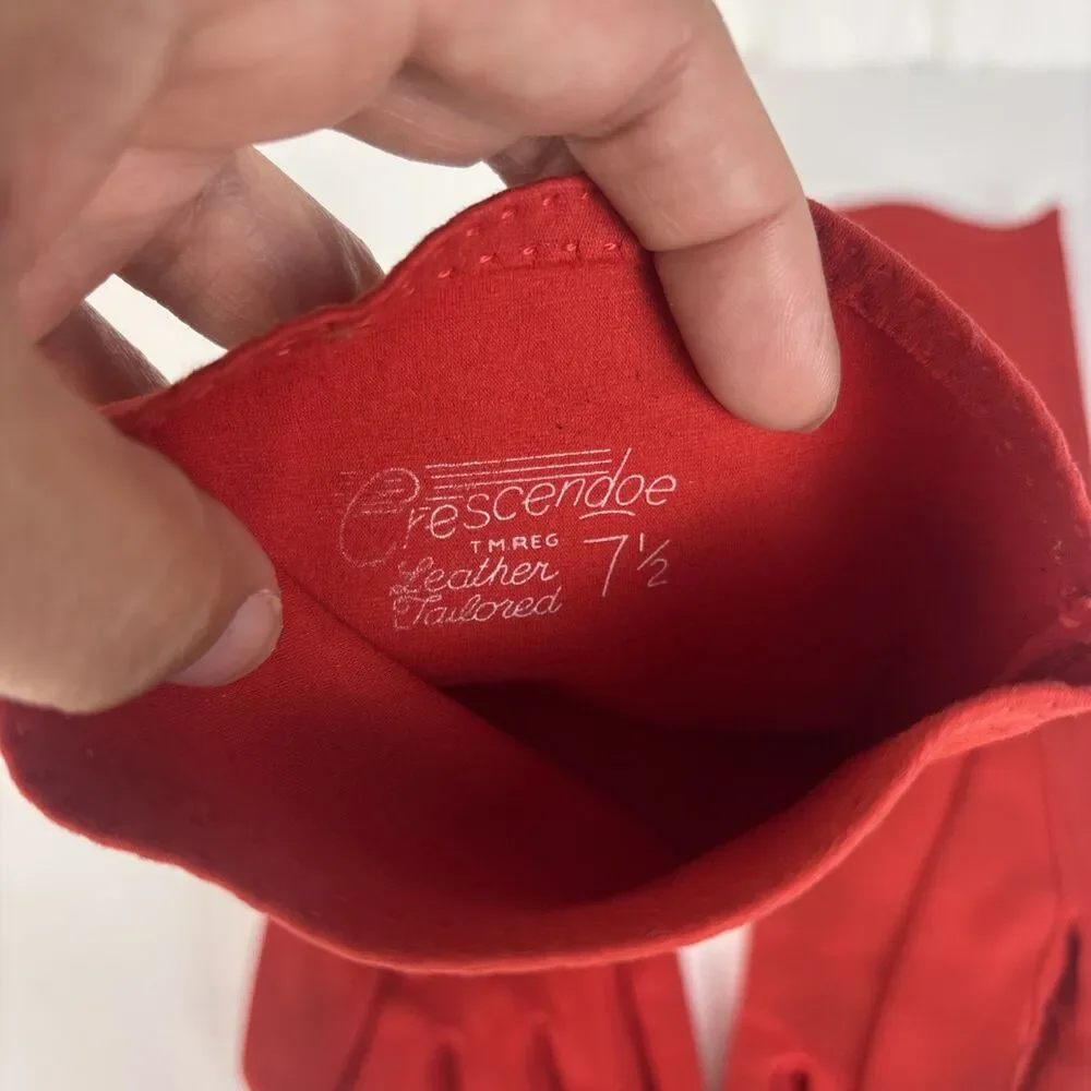 VTG Crescendoe Red Gloves Size 7 1/2 (7.5) Long Opera